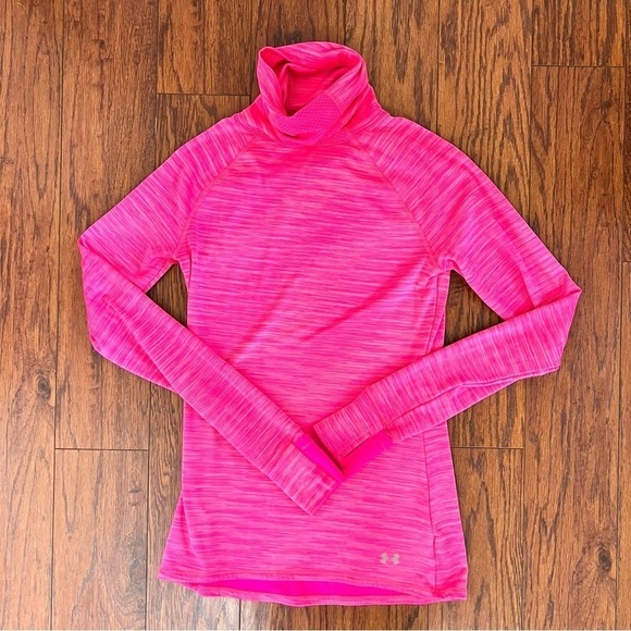 Under Armour Long Sleeve Hot Pink Turtle Neck Fitted Athletic Shirt Size Medium - Picture 11 of 14